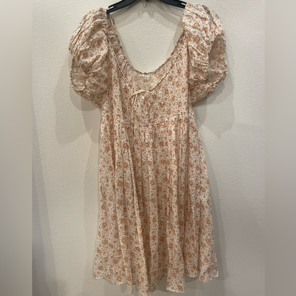 Doen Cream Floral Mini Dress